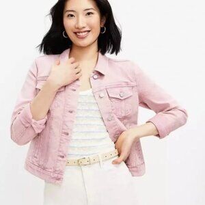 LOFT Blush Pink Pastel Cropped Denim Jacket - Size - Small
